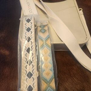 Jen & Co. Cream Crossbody Bag with Stylish Straps. Vegan Leather. NWT